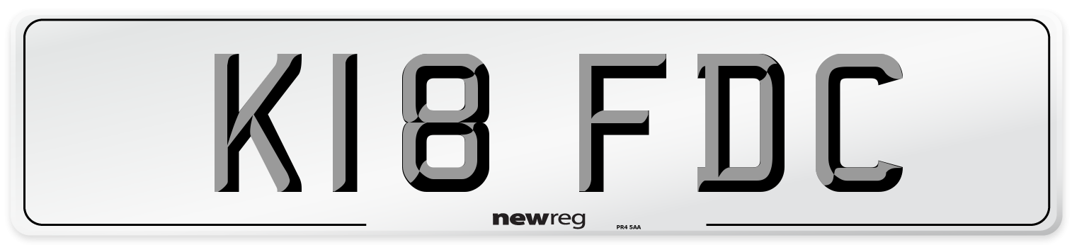 K18 FDC Number Plate from New Reg